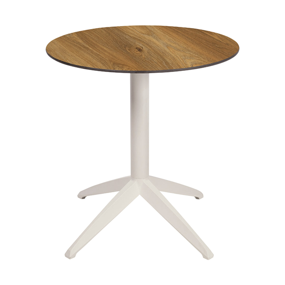 Table Quatro Fold ronde Ezpeleta structure Blanc, plateau Chêne foncé