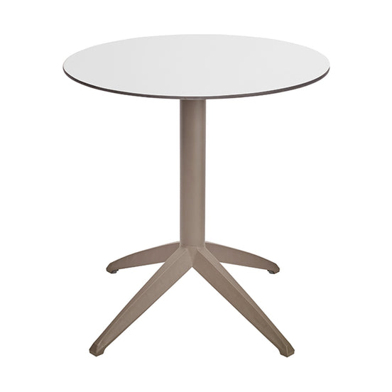 Table Quatro Fold ronde Ezpeleta structure Taupe, plateau Blanc