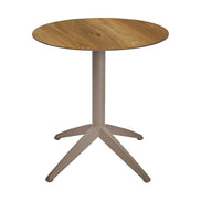 Table Quatro Fold ronde Ezpeleta structure Taupe, plateau Chêne foncé