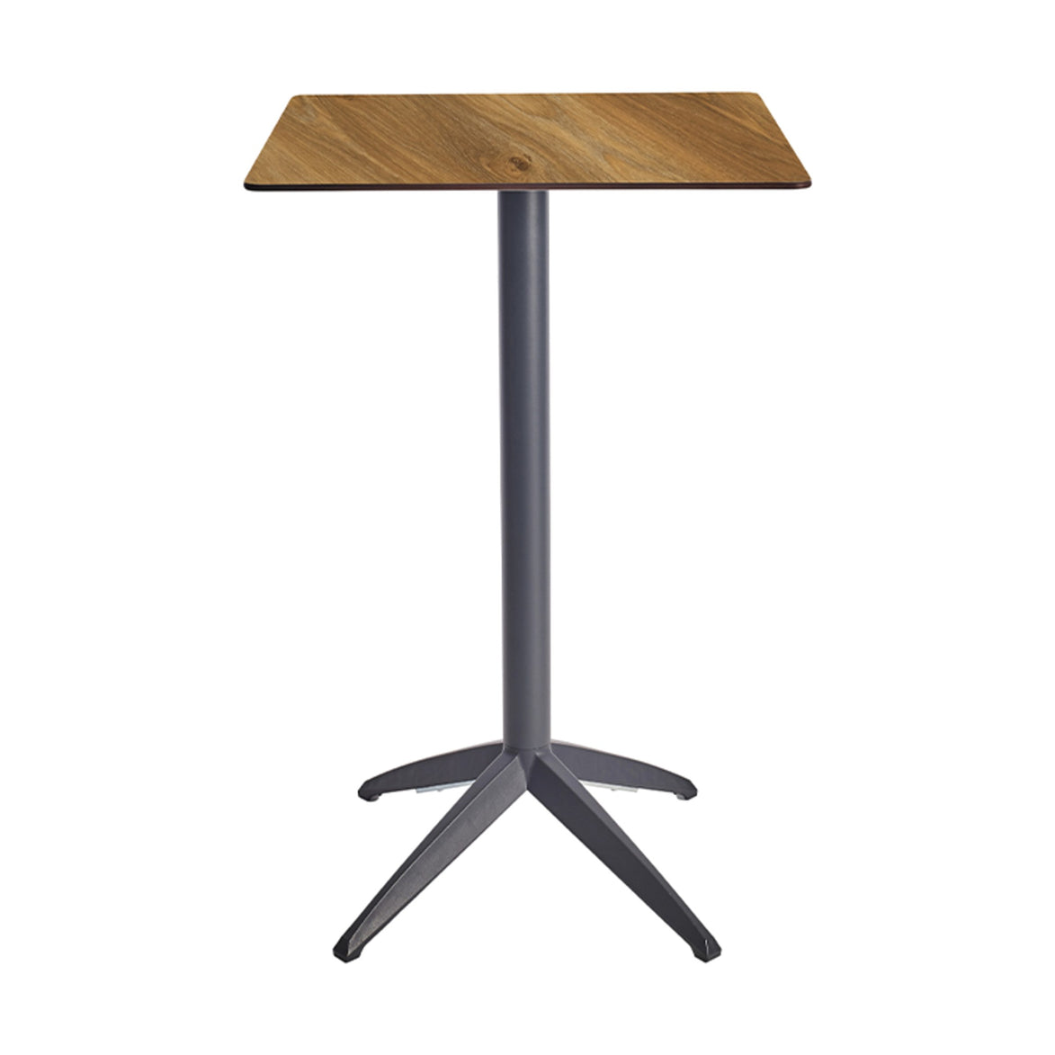 Table haute Quatro High Fix Ezpeleta, structure anthracite, plateau chêne foncé
