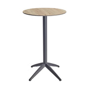 Table haute Quatro High Fix Ezpeleta ronde, structure anthracite, plateau chêne