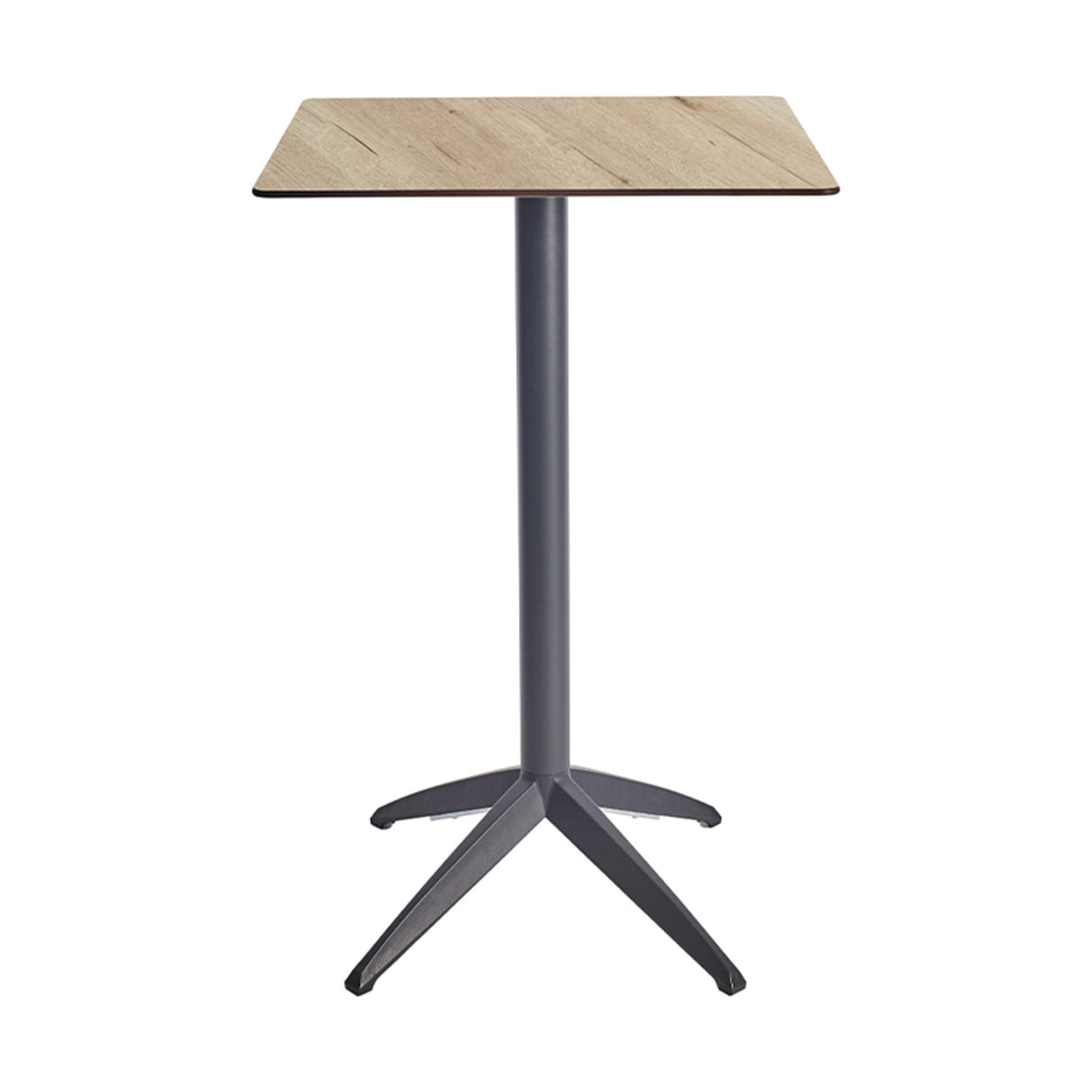 Table haute Quatro High Fix Ezpeleta, structure anthracite, plateau chêne