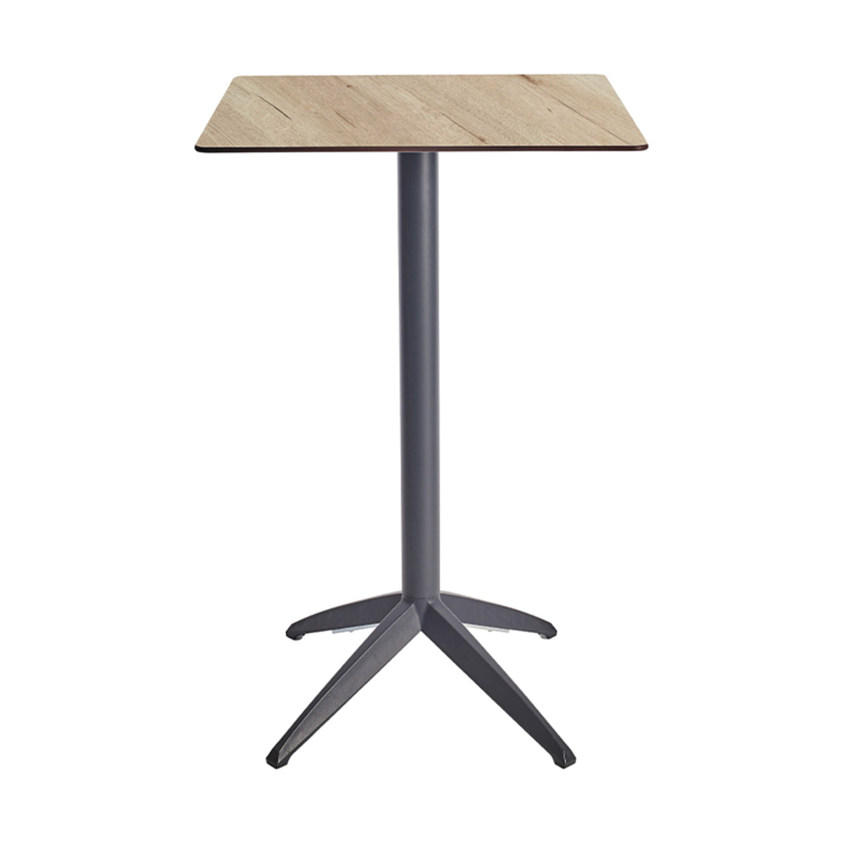 Table haute Quatro High Fix Ezpeleta, structure anthracite, plateau chêne