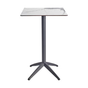 Table haute Quatro High Fix Ezpeleta, structure anthracite, plateau marbre blanc