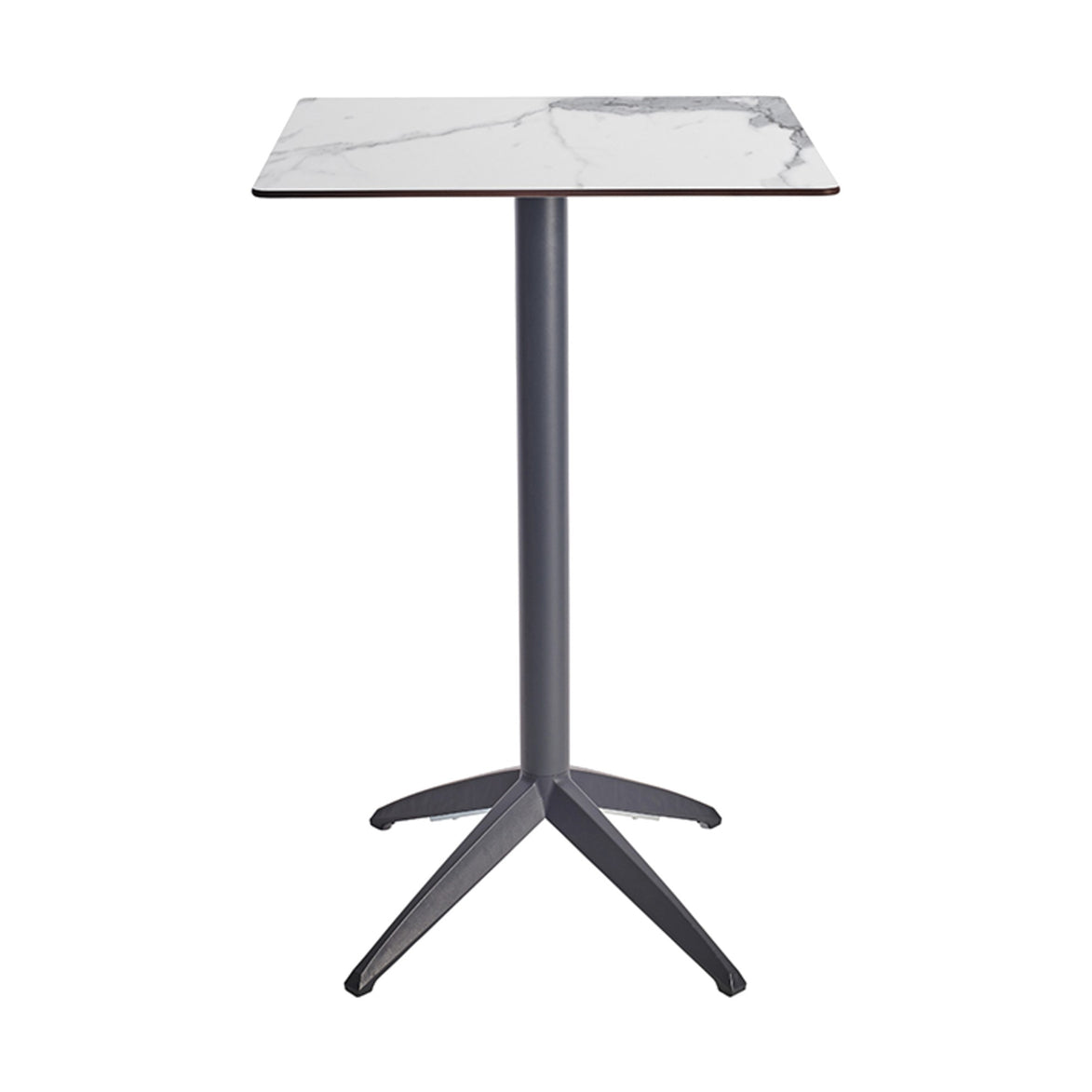 Table haute Quatro High Fix Ezpeleta, structure anthracite, plateau marbre blanc