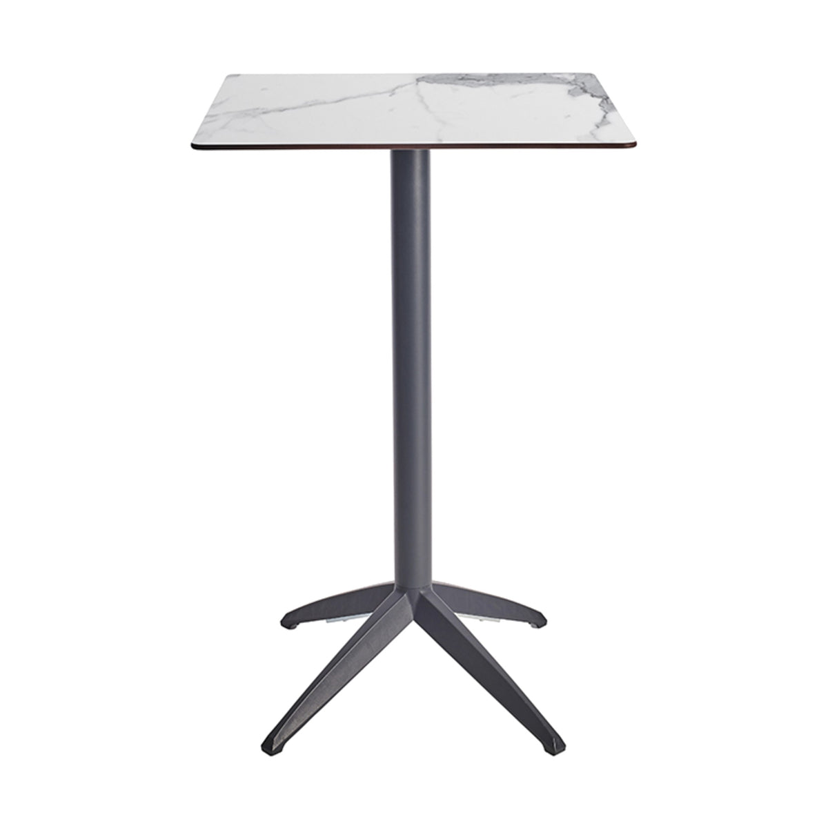Table haute Quatro High Fix Ezpeleta, structure anthracite, plateau marbre blanc