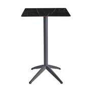 Table haute Quatro High Fix Ezpeleta, structure anthracite, plateau marbre noir