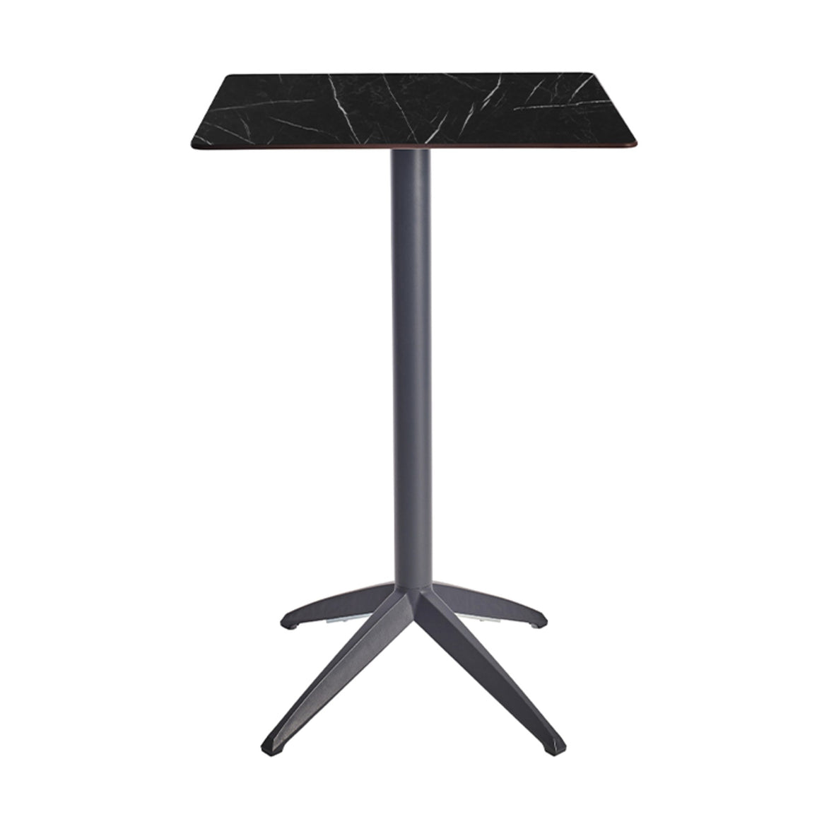 Table haute Quatro High Fix Ezpeleta, structure anthracite, plateau marbre noir