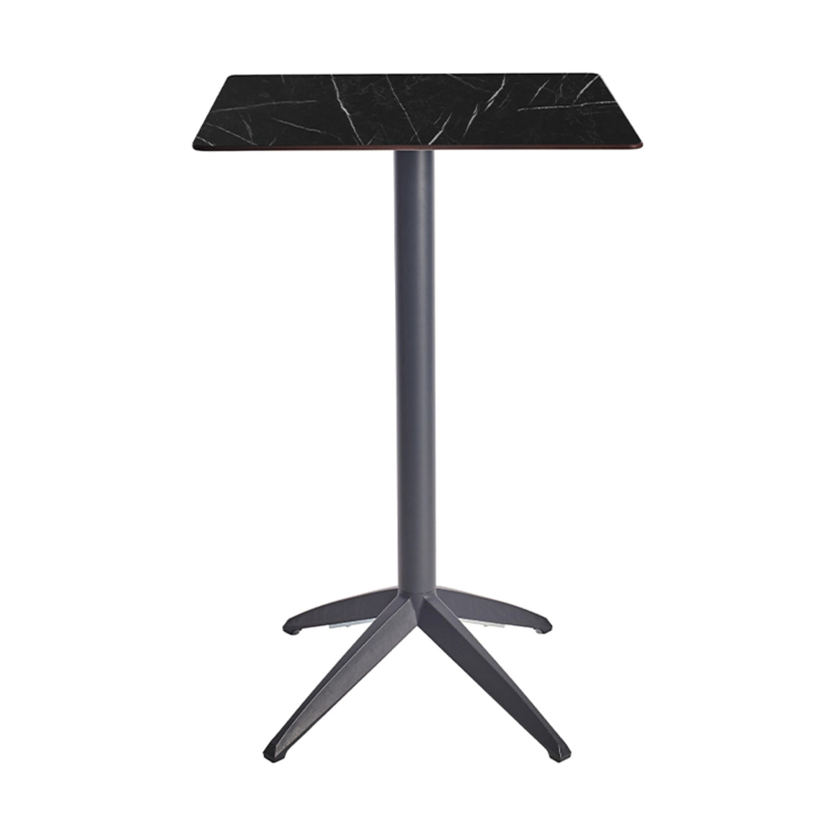 Table haute Quatro High Fix Ezpeleta, structure anthracite, plateau marbre noir