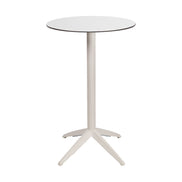 Table haute Quatro High Fix Ezpeleta ronde, structure blanc, plateau blanc
