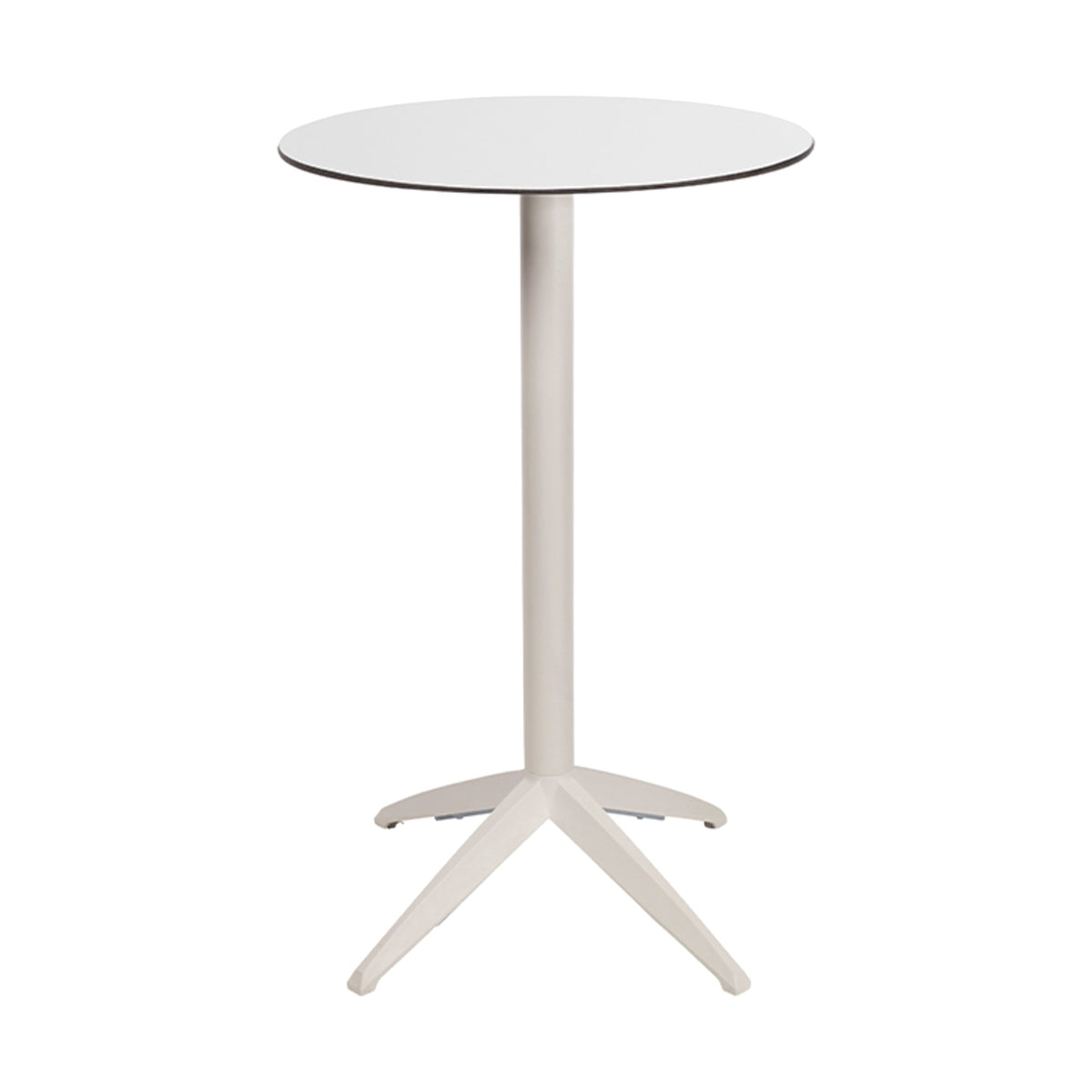 Table haute Quatro High Fix Ezpeleta ronde, structure blanc, plateau blanc
