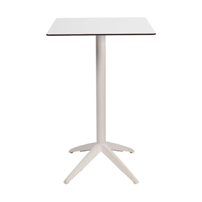 Table haute Quatro High Fix Ezpeleta, structure blanc, plateau blanc