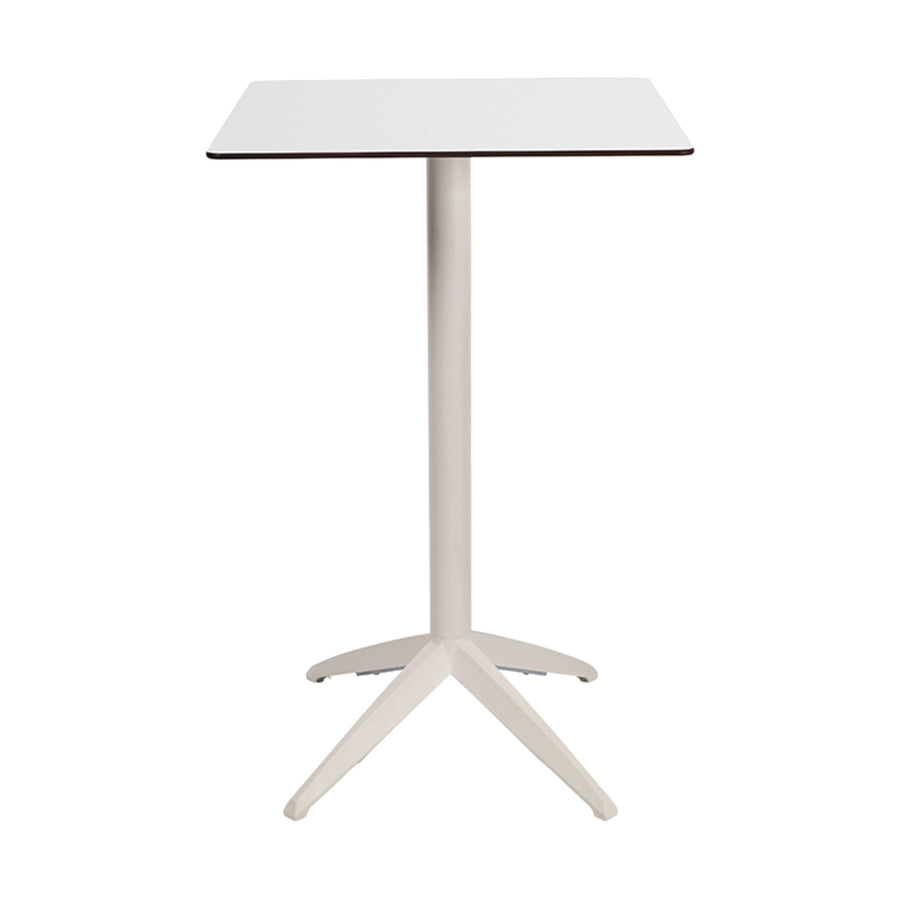 Table haute Quatro High Fix Ezpeleta, structure blanc, plateau blanc