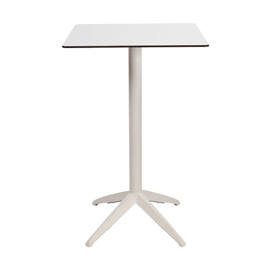Table haute Quatro High Fix Ezpeleta, structure blanc, plateau blanc