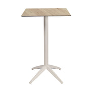 Table haute Quatro High Fix Ezpeleta, structure blanc, plateau chêne