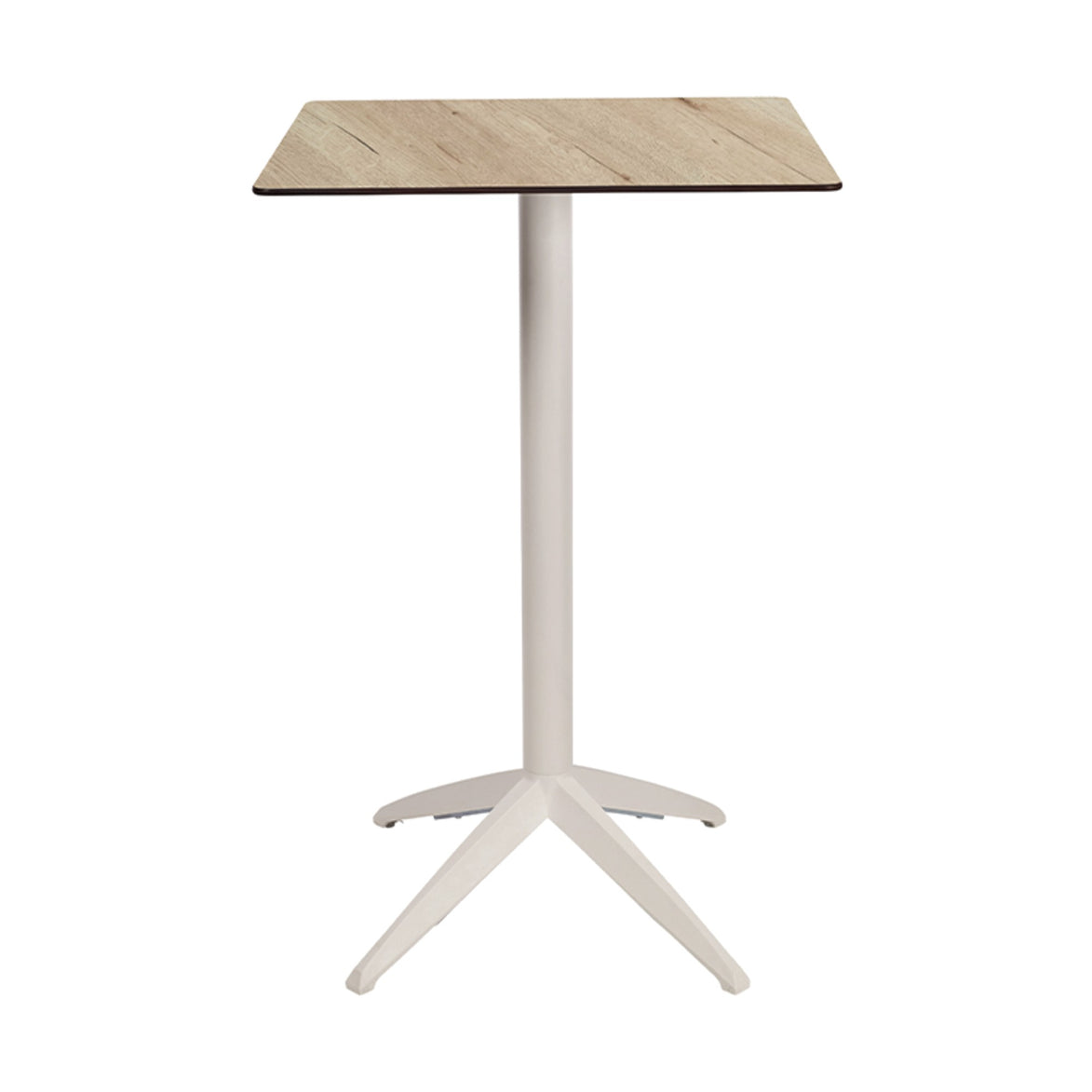 Table haute Quatro High Fix Ezpeleta, structure blanc, plateau chêne