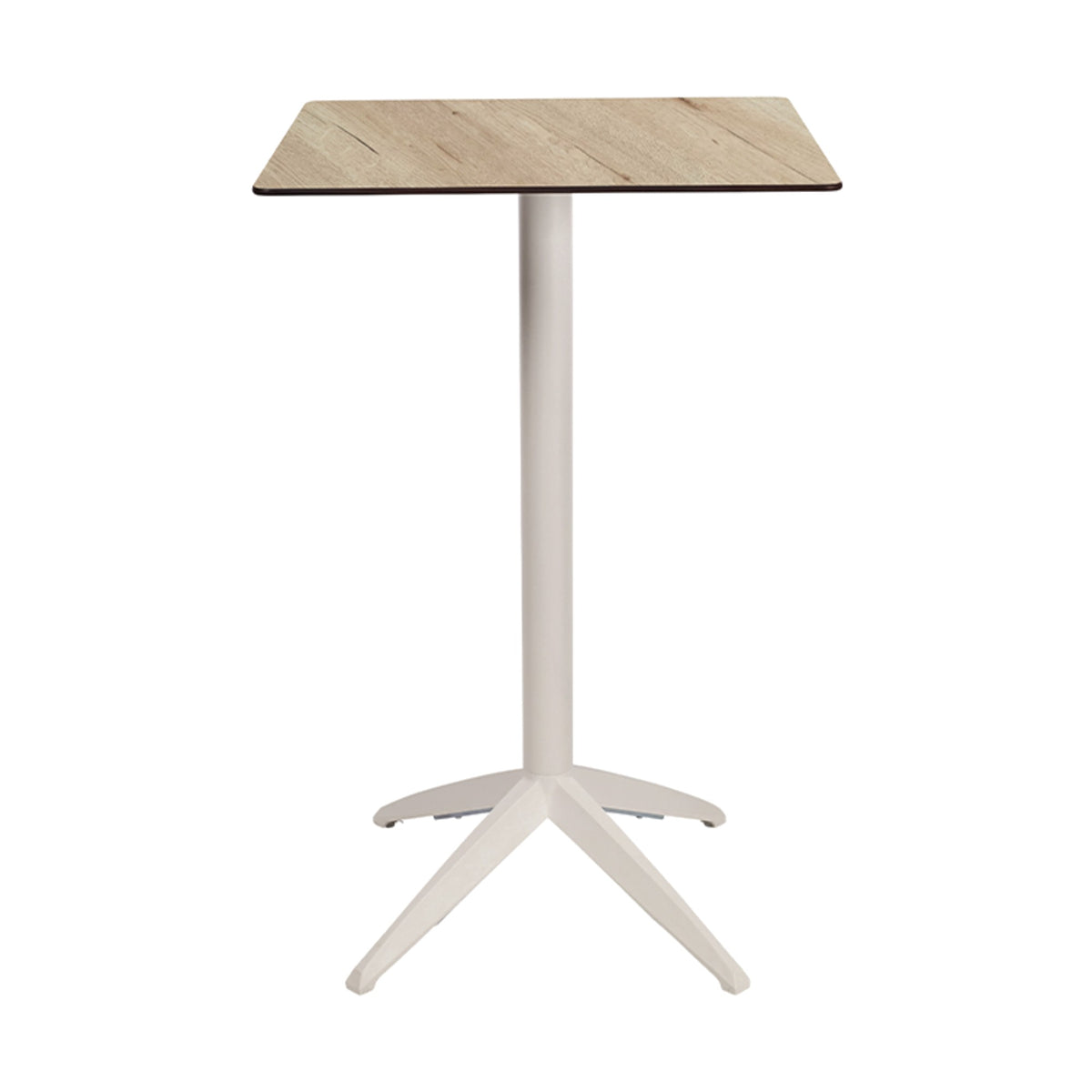 Table haute Quatro High Fix Ezpeleta, structure blanc, plateau chêne