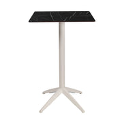 Table haute Quatro High Fix Ezpeleta, structure blanc, plateau marbre noir