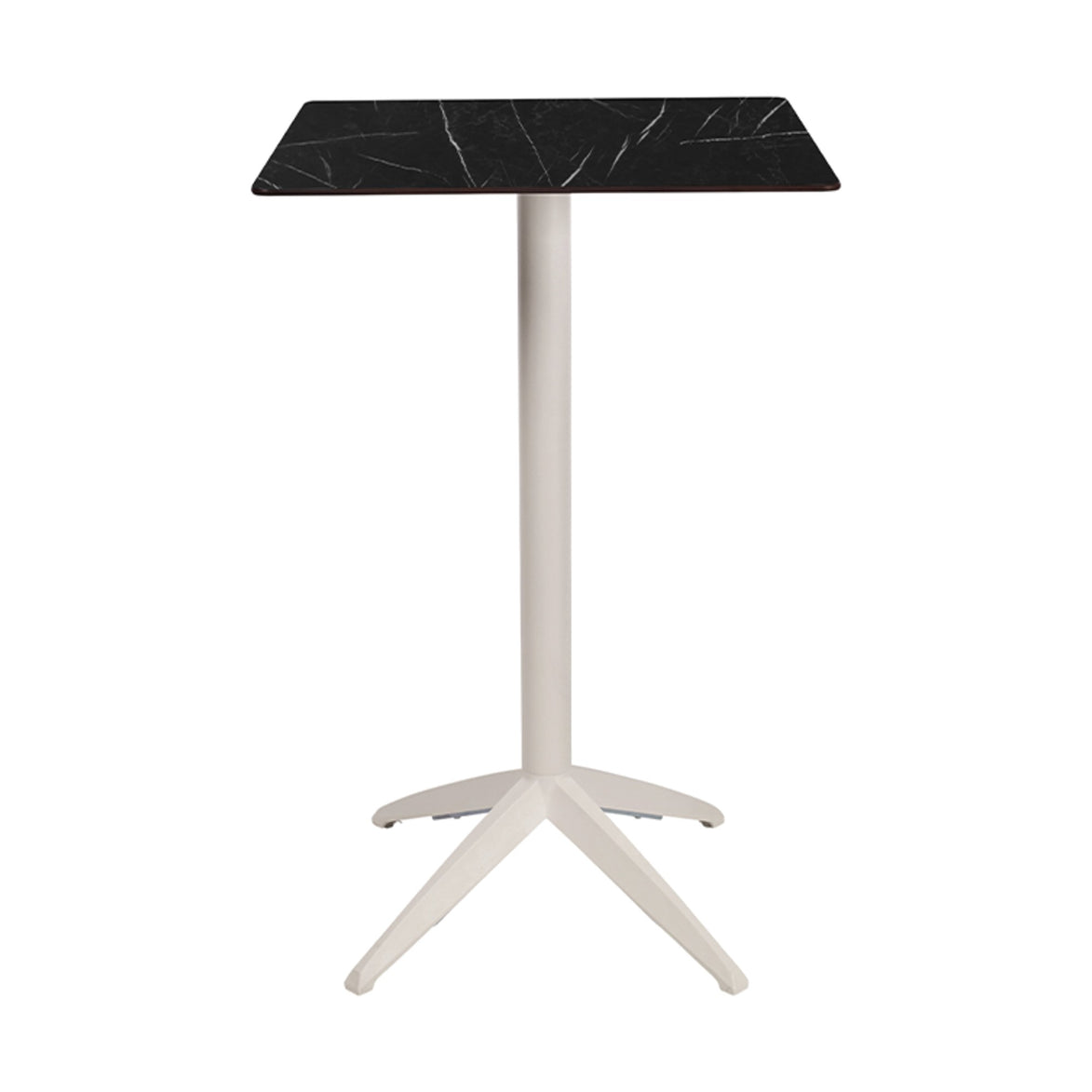 Table haute Quatro High Fix Ezpeleta, structure blanc, plateau marbre noir