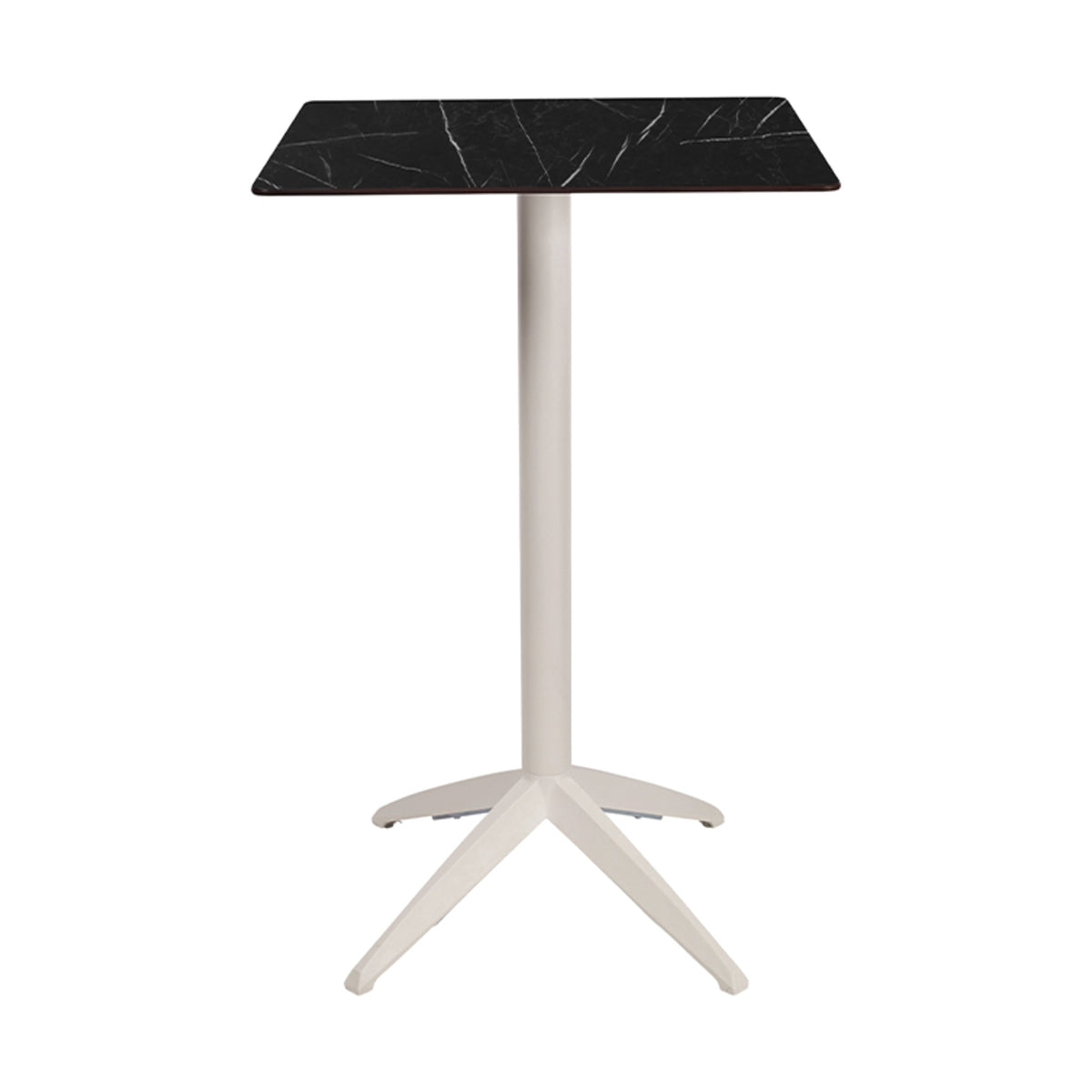 Table haute Quatro High Fix Ezpeleta, structure blanc, plateau marbre noir