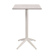 Table haute Quatro High Fix Ezpeleta, structure blanc, plateau minéral