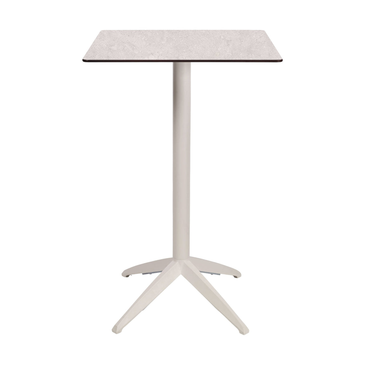 Table haute Quatro High Fix Ezpeleta, structure blanc, plateau minéral