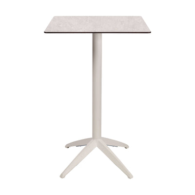 Table haute Quatro High Fix Ezpeleta, structure blanc, plateau minéral