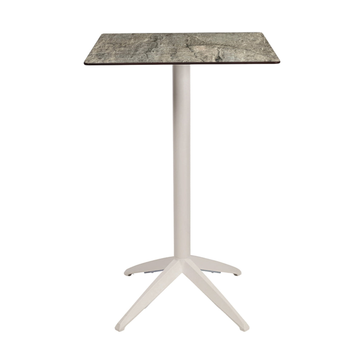 Table haute Quatro High Fix Ezpeleta, structure blanc, plateau stone