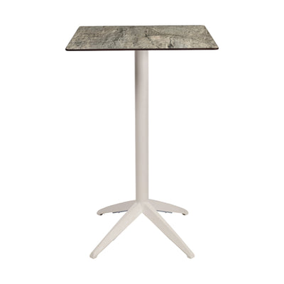 Table haute Quatro High Fix Ezpeleta, structure blanc, plateau stone