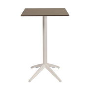 Table haute Quatro High Fix Ezpeleta, structure blanc, plateau taupe