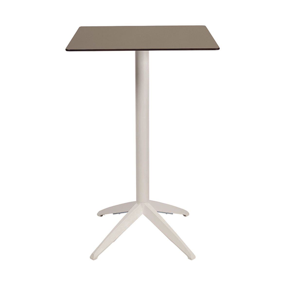 Table haute Quatro High Fix Ezpeleta, structure blanc, plateau taupe
