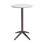 Table haute Quatro High Fix Ezpeleta ronde, structure moka, plateau blanc