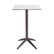 Table haute Quatro High Fix Ezpeleta, structure moka, plateau blanc