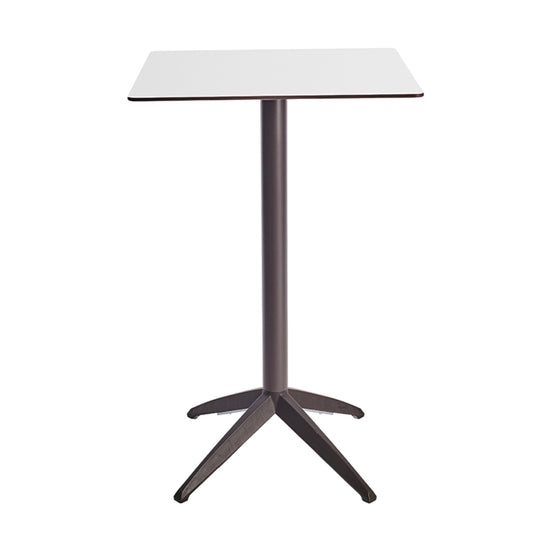 Table haute Quatro High Fix Ezpeleta, structure moka, plateau blanc