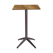 Table haute Quatro High Fix Ezpeleta, structure moka, plateau chêne foncé