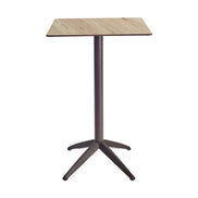 Table haute Quatro High Fix Ezpeleta, structure moka, plateau chêne