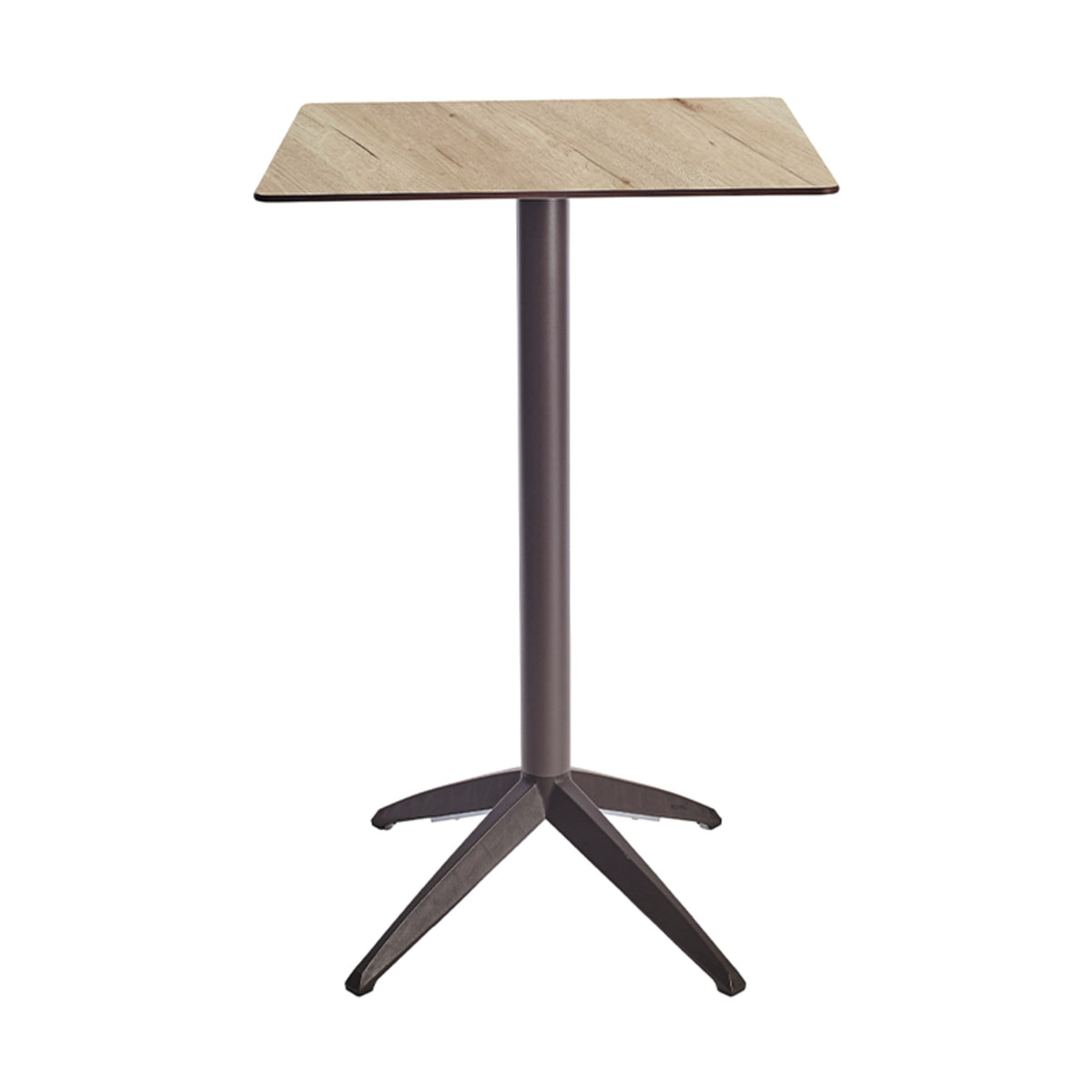 Table haute Quatro High Fix Ezpeleta, structure moka, plateau chêne