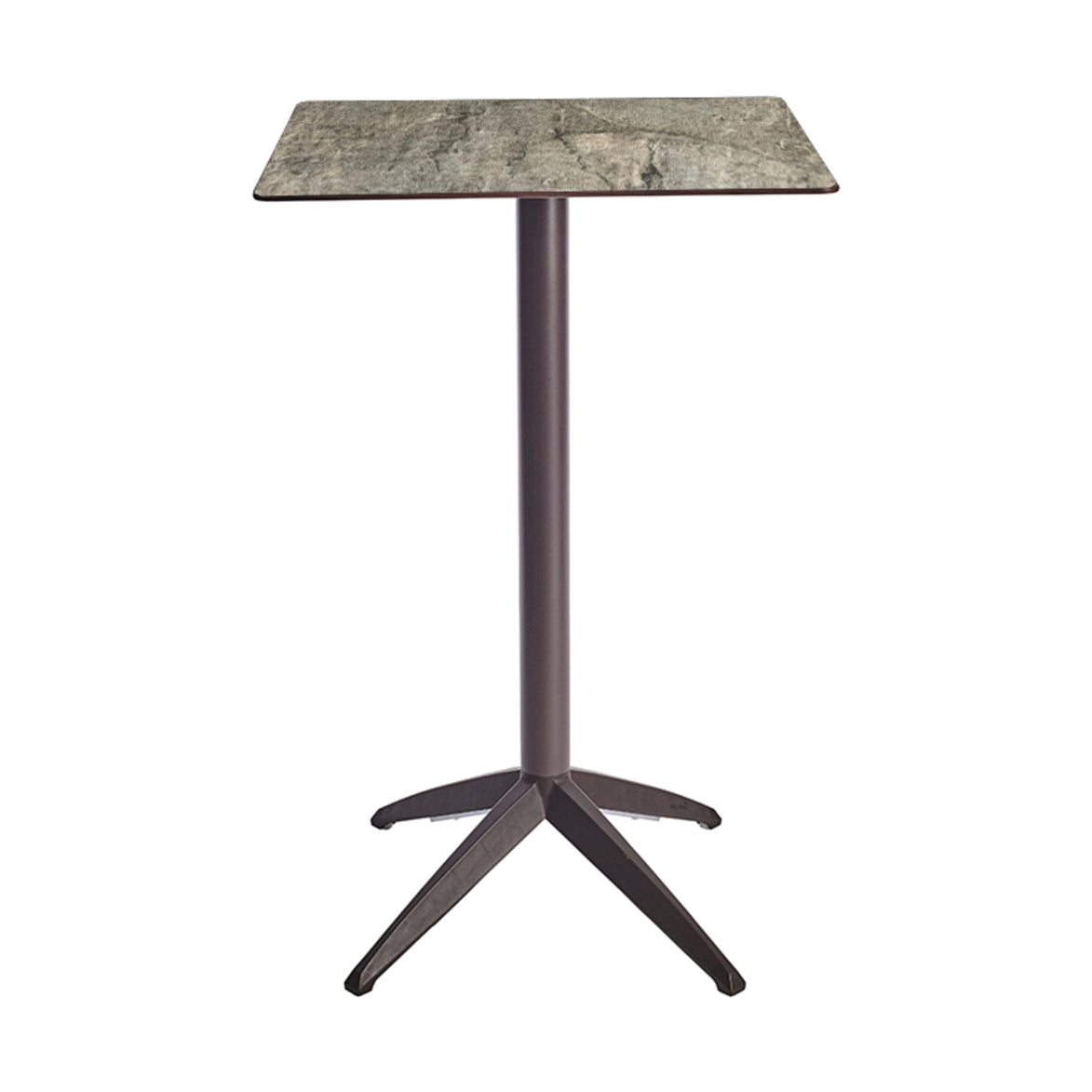 Table haute Quatro High Fix Ezpeleta, structure moka, plateau stone