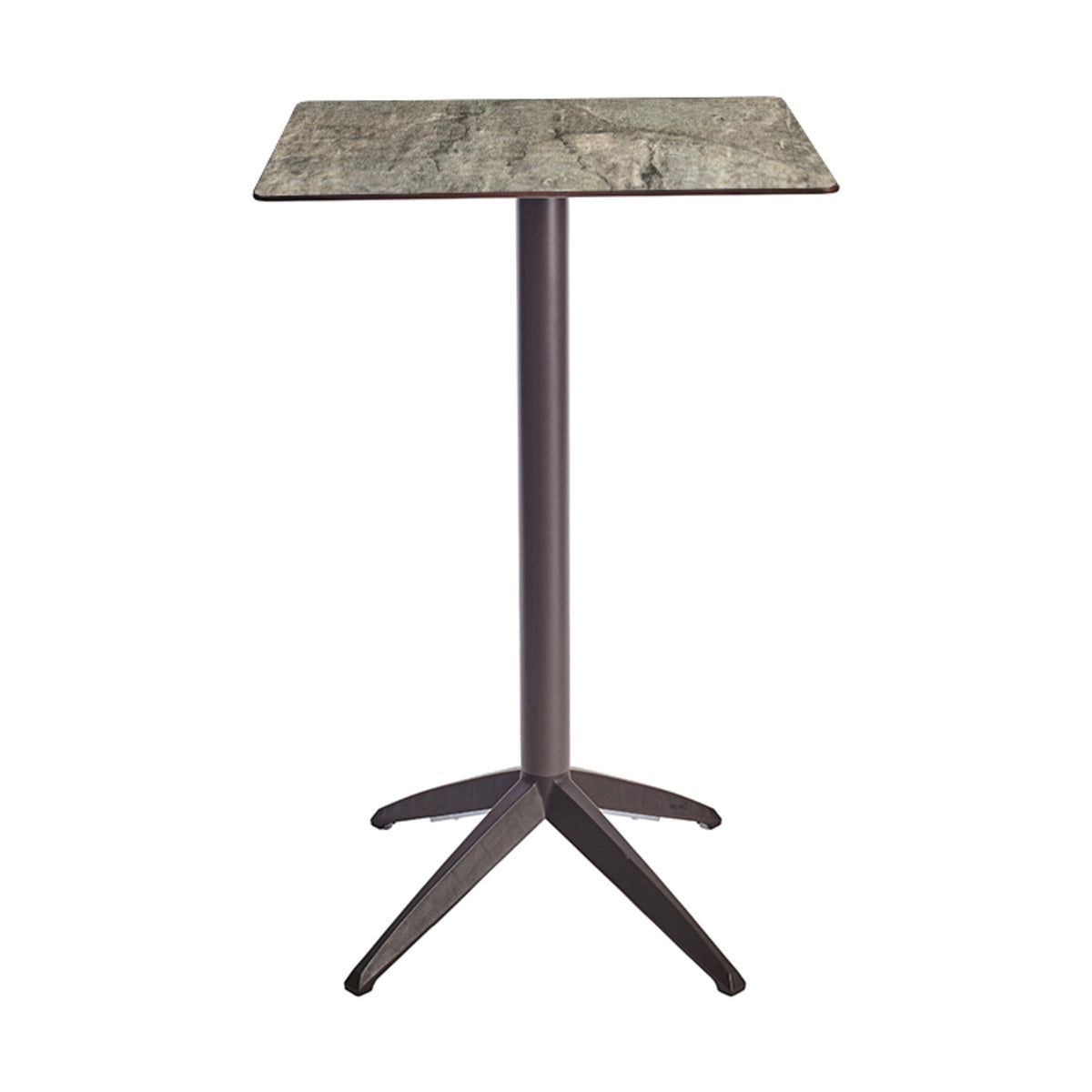 Table haute Quatro High Fix Ezpeleta, structure moka, plateau stone
