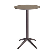 Table haute Quatro High Fix Ezpeleta ronde, structure moka, plateau taupe