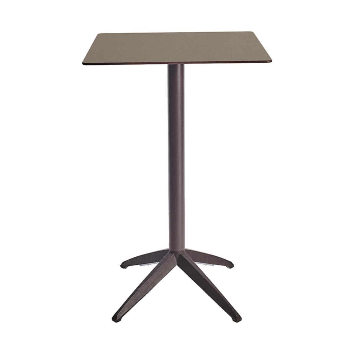 Table haute Quatro High Fix Ezpeleta, structure moka, plateau taupe