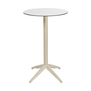 Table haute Quatro High Fix Ezpeleta ronde, structure sand, plateau blanc