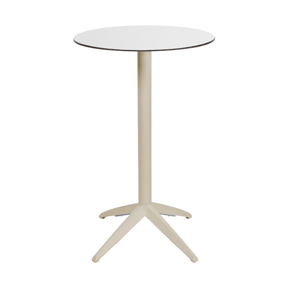 Table haute Quatro High Fix Ezpeleta ronde, structure sand, plateau blanc
