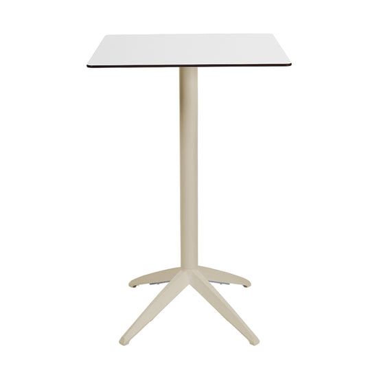 Table haute Quatro High Fix Ezpeleta, structure sand, plateau blanc