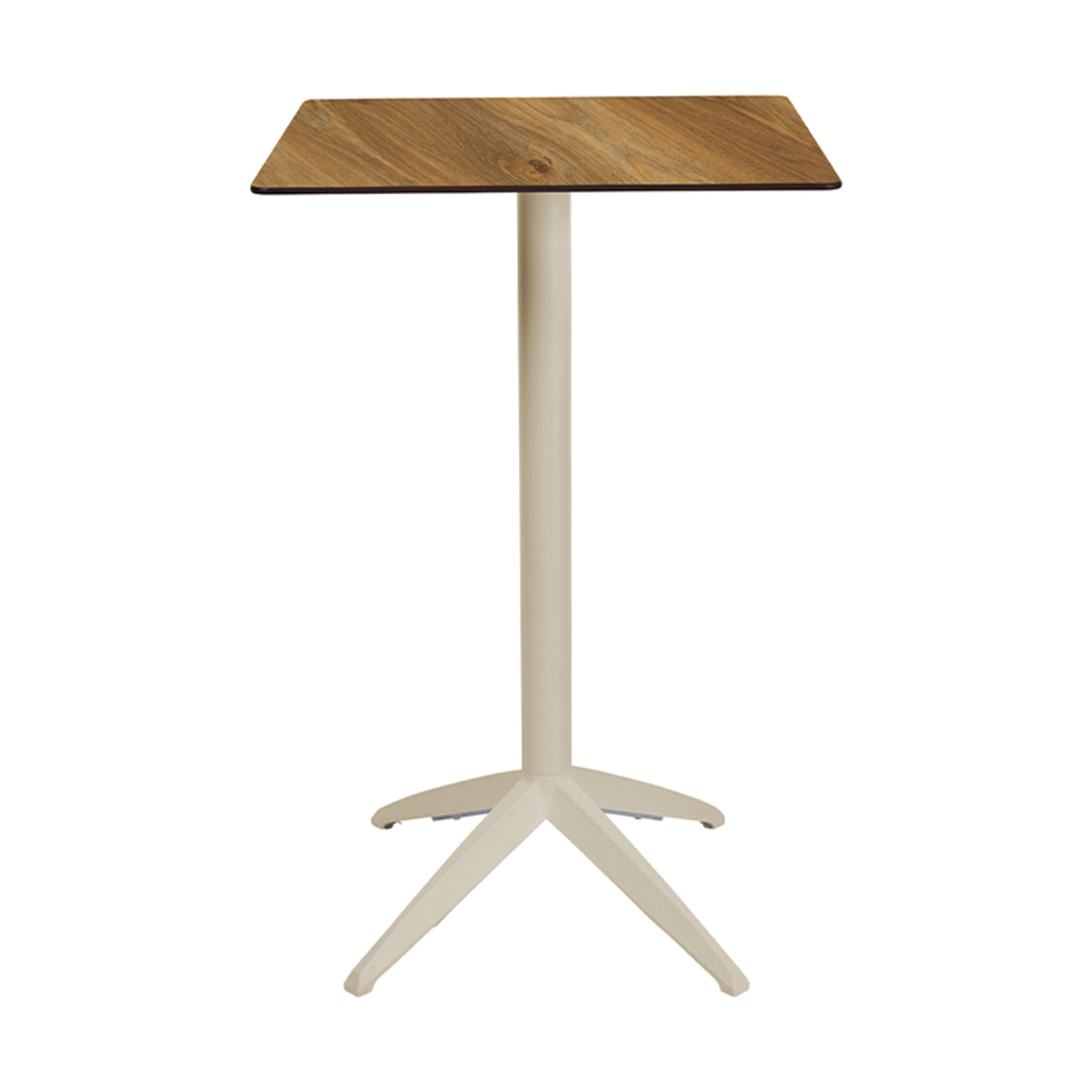 Table haute Quatro High Fix Ezpeleta, structure sand, plateau chêne foncé