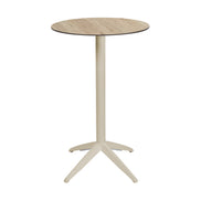 Table haute Quatro High Fix Ezpeleta ronde, structure sand, plateau chêne