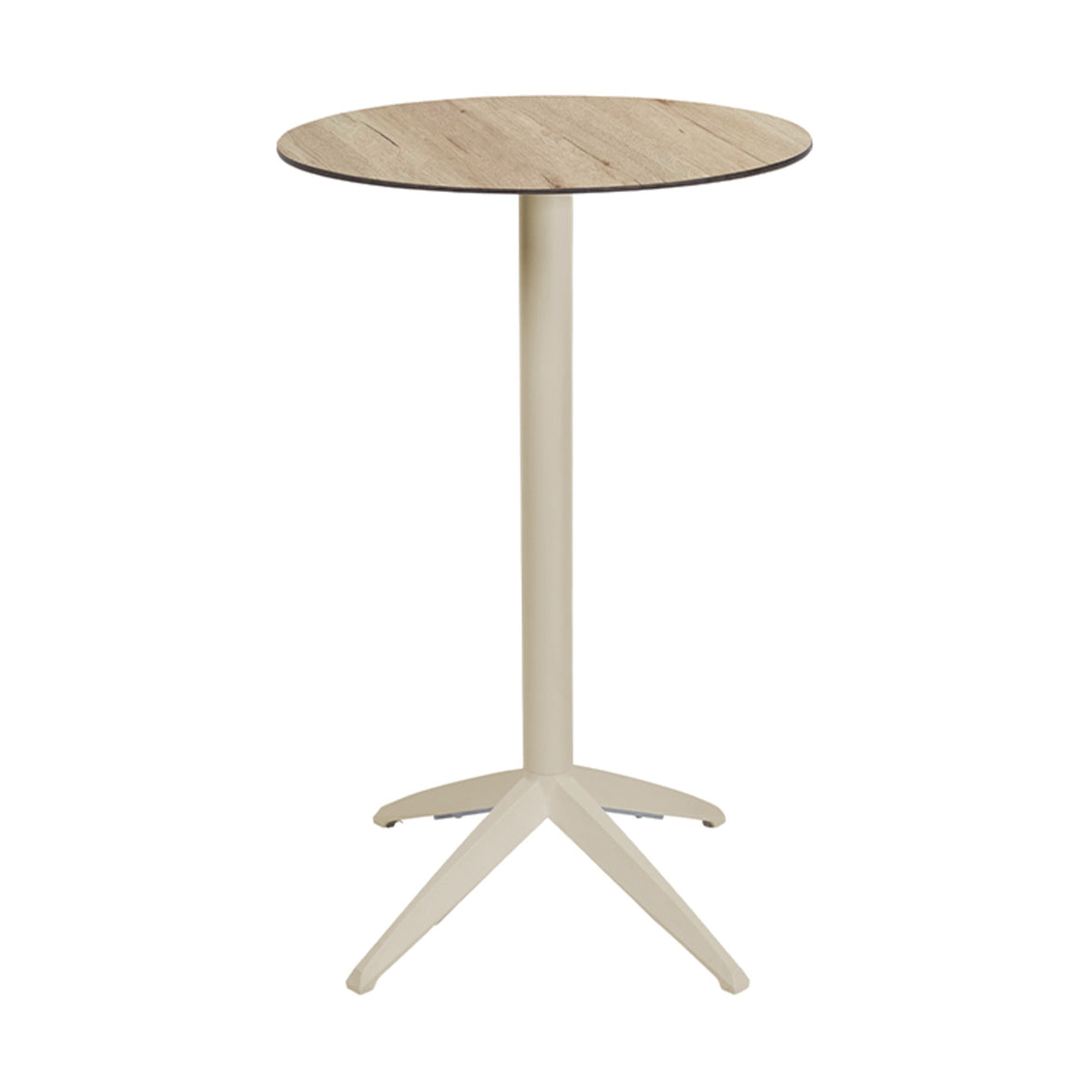 Table haute Quatro High Fix Ezpeleta ronde, structure sand, plateau chêne