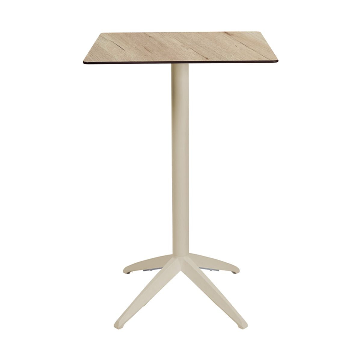 Table haute Quatro High Fix Ezpeleta, structure sand, plateau chêne