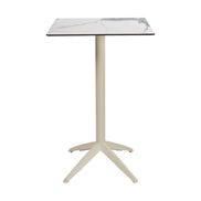 Table haute Quatro High Fix Ezpeleta, structure sand, plateau marbre blanc