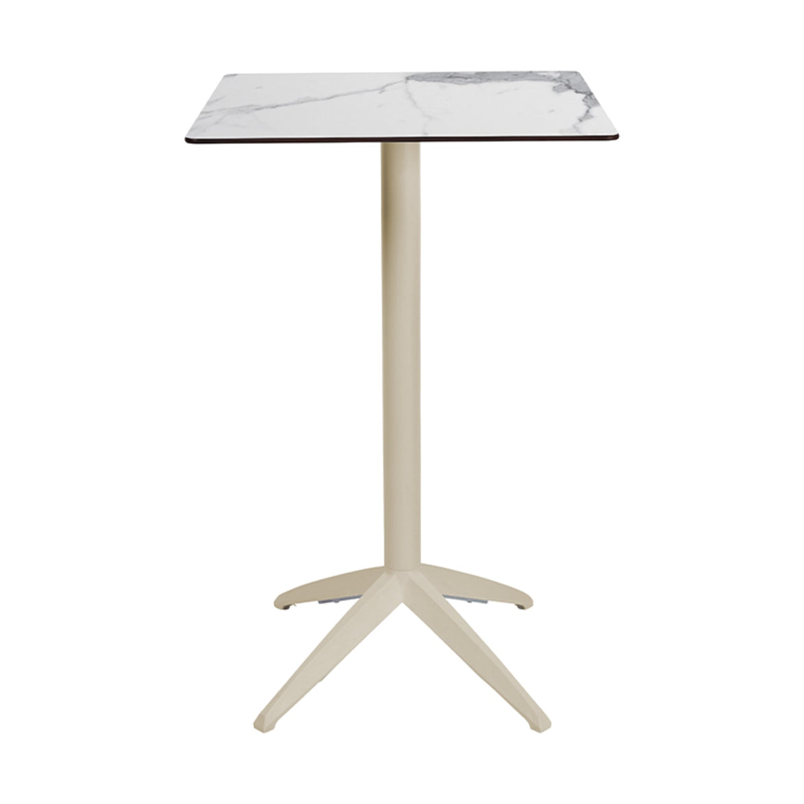 Table haute Quatro High Fix Ezpeleta, structure sand, plateau marbre blanc